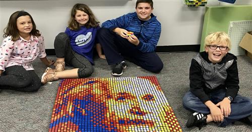 Amy Parks-Heath SAGE Students Make Einstein Rubiks Cube Mosaic 